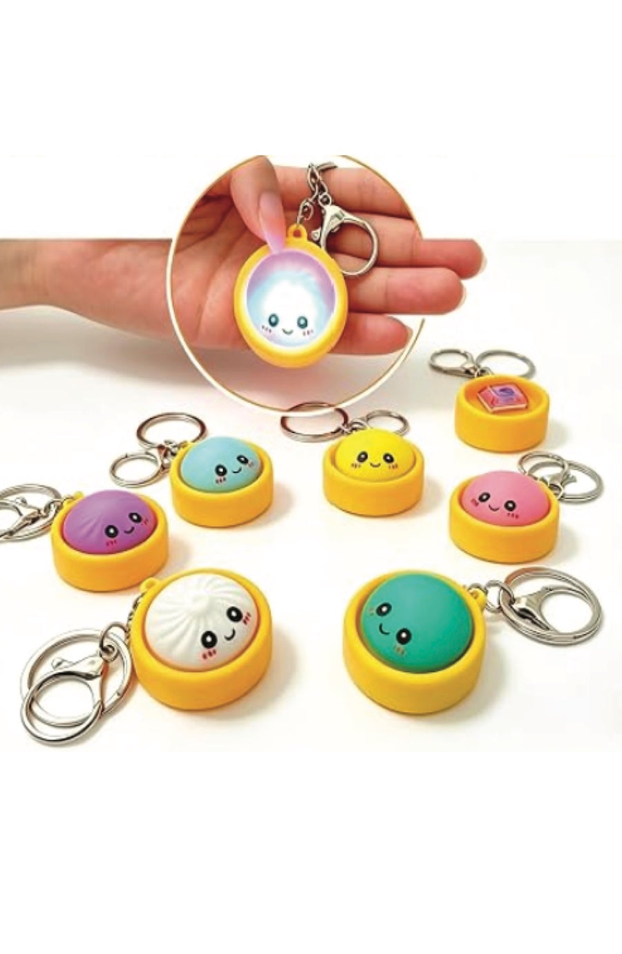 Light-Up Dumpling Fidget Clicker Keychain Charm