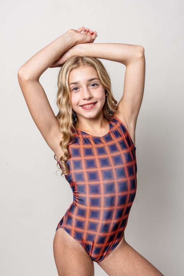 CHECKER: Gridster Leotard - Fun & Comfy Gymnastics Leotard | Foxy's Leos - Foxy’s