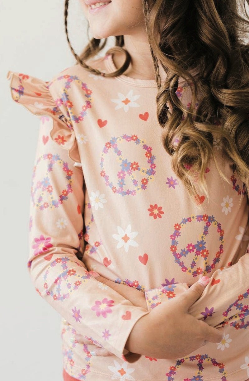 Girls' Flower Child Ruffle Tee - (Size 5/6) - Cute & Comfy! - Foxy’s