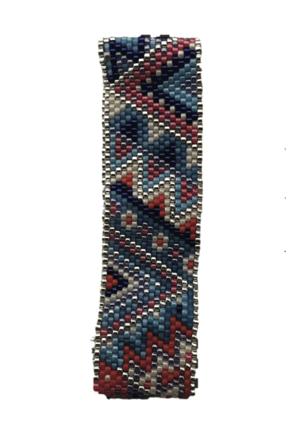 Peyote Handmade Bracelt in red, white, and blues - Foxy’s