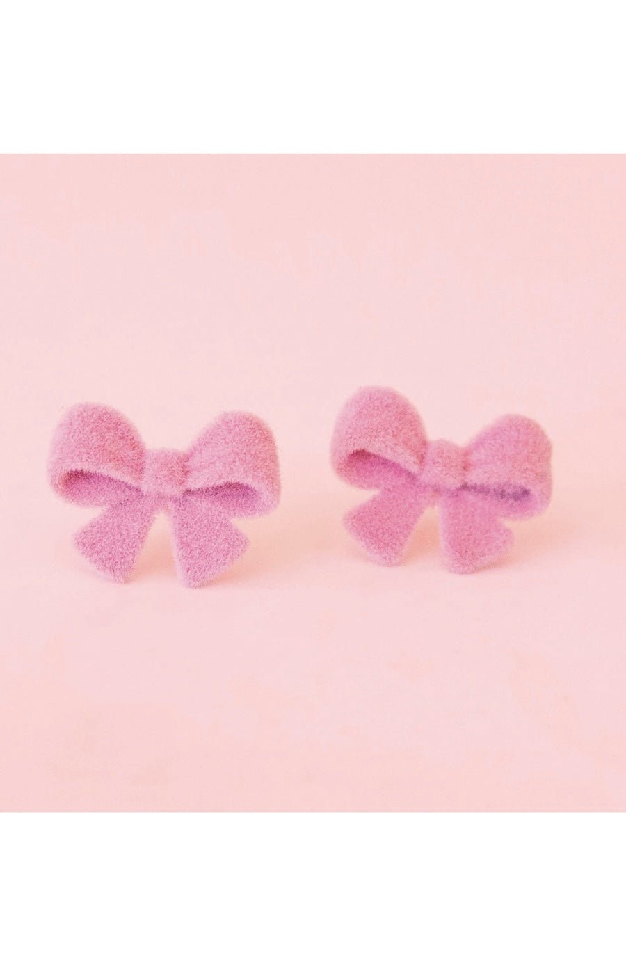 Flocked Bow Earring | Pink - Foxy’s