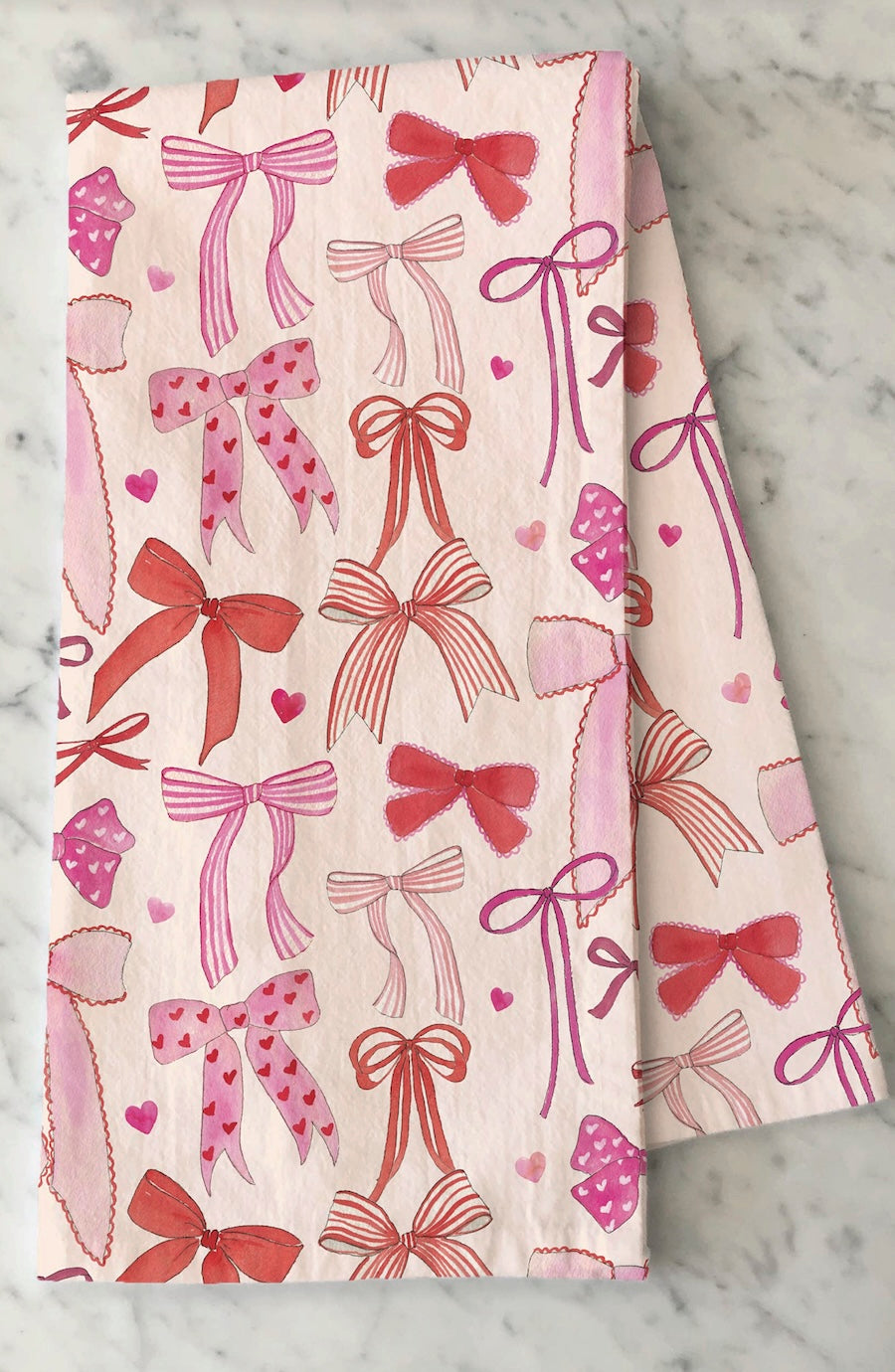 Pink Bows - Valentine's Kitchen Tea Towel