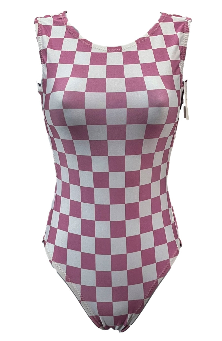 pink and white checker leotard for girls gymnastics and dance by Foxy's Leotards