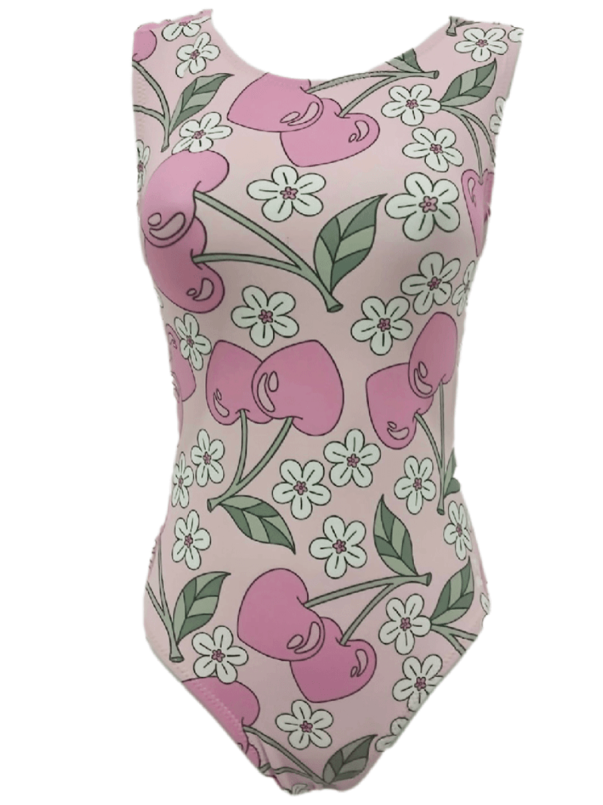 Pink ULTRA SOFT Heart Cherries Leotard - Foxy’s