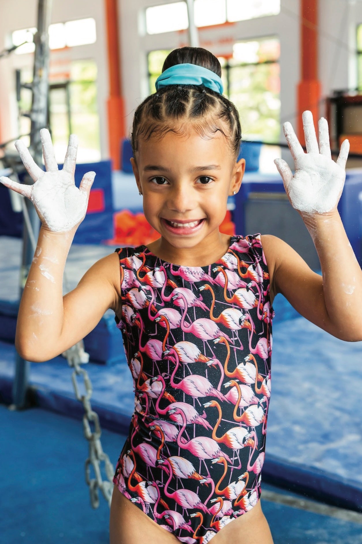 Flamingle Time Girls Gymnastics Leotard - Fun Flamingo Print Foxy's Leos - Foxy’s