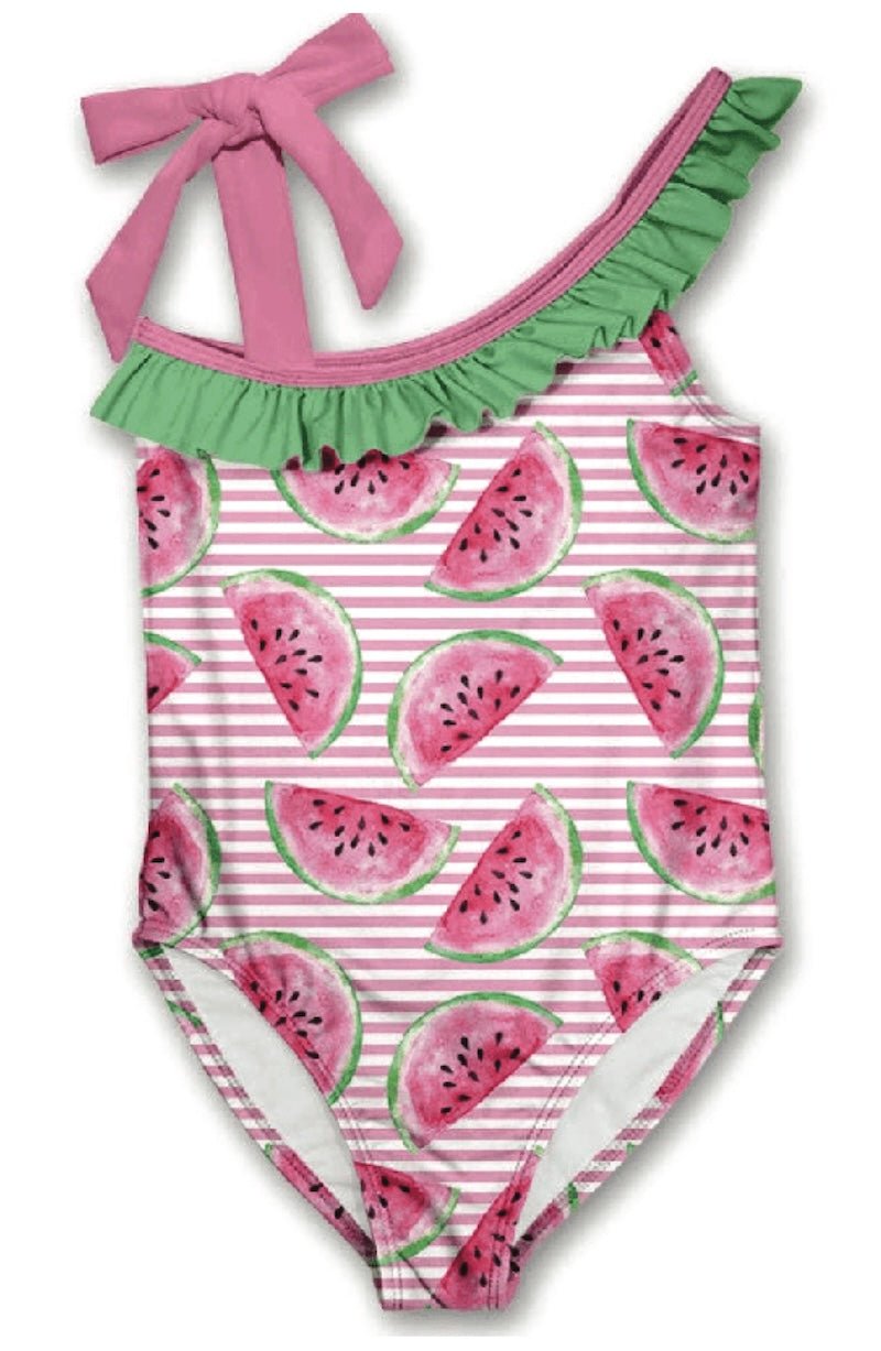 Pink Watermelon Stripe Swimsuit for Kids - Foxy’s