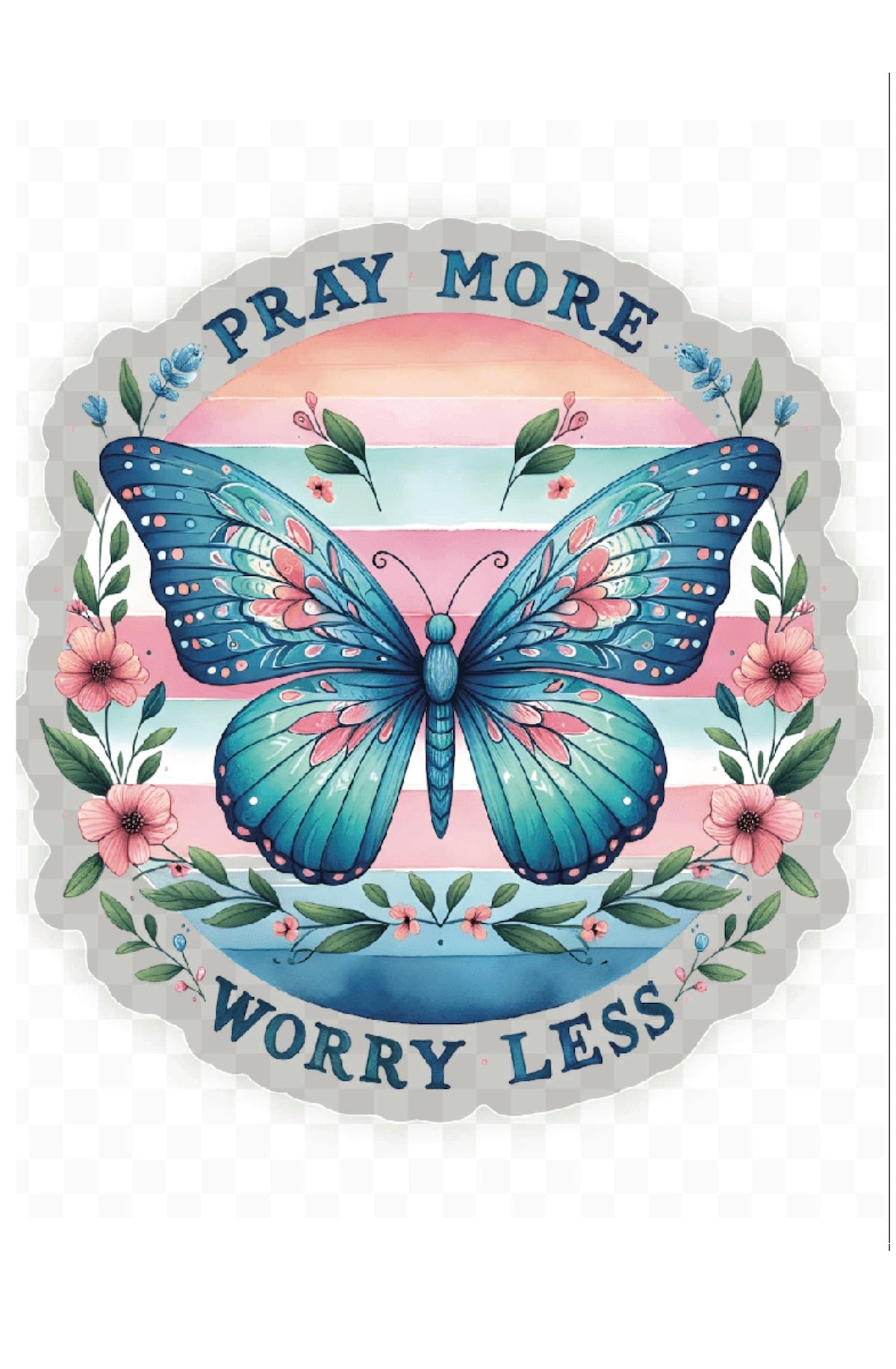 Empowering "Pray More Worry Less" Clear Vinyl Sticker 3x3in. – Waterproof & Durable Decal for Laptops, Water Bottles & More! ✨ - Foxy’s