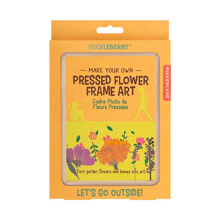 Huckleberry 'Make Your Own Pressed Flower Frame Art' kit packaging.