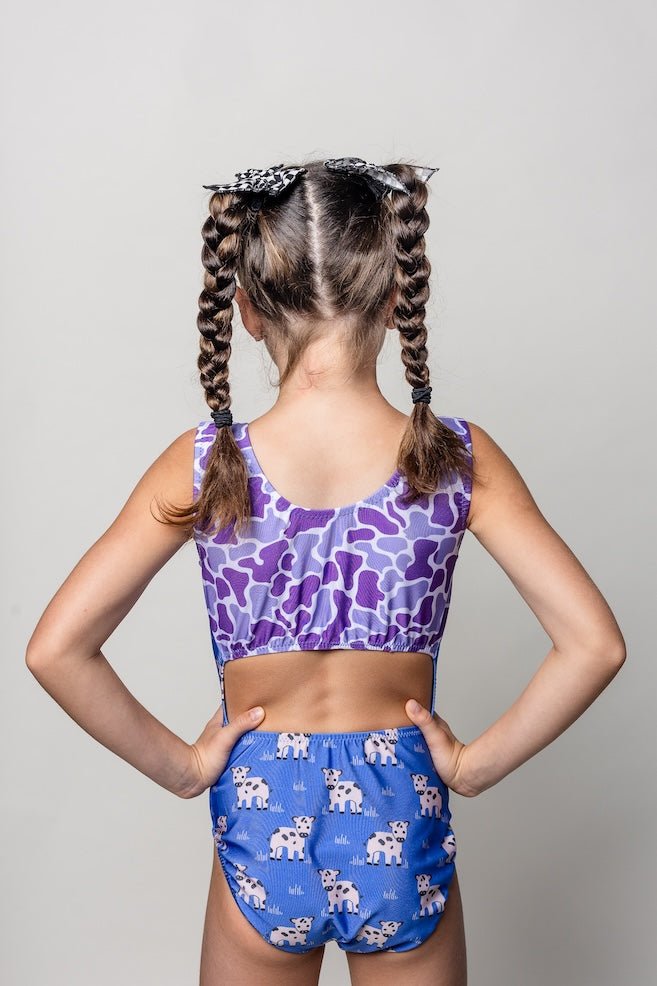 Foxy's Udderly Adorable Gymnastics Leotard - Cow & Camo Prints (Which One Will You Choose?) - Foxy’s