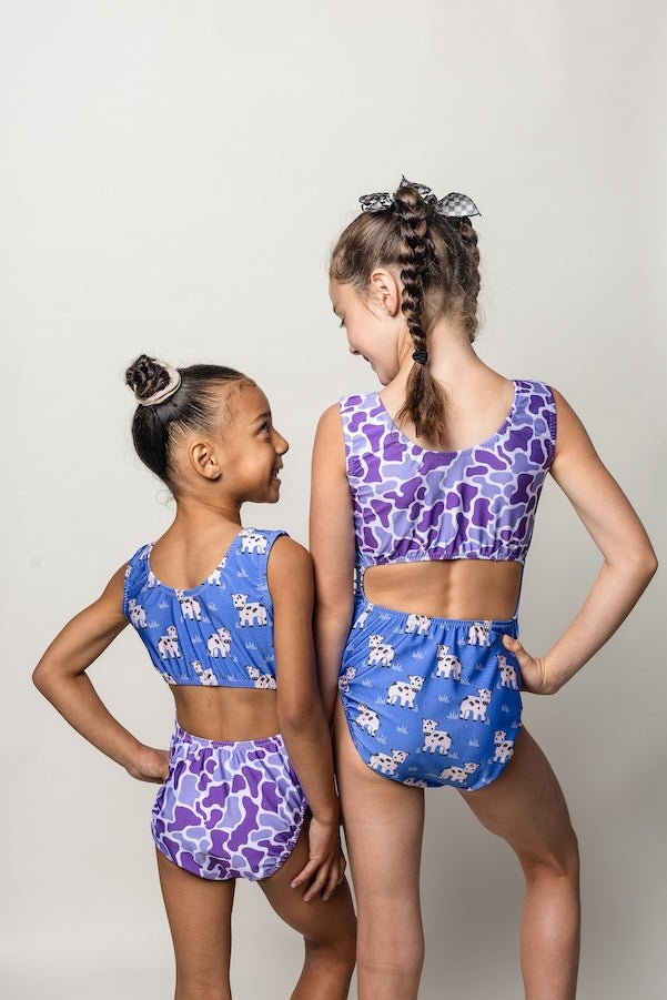 Foxy's Udderly Adorable Gymnastics Leotard - Cow & Camo Prints (Which One Will You Choose?) - Foxy’s