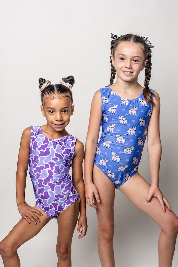 Foxy's Udderly Adorable Gymnastics Leotard - Cow & Camo Prints (Which One Will You Choose?) - Foxy’s