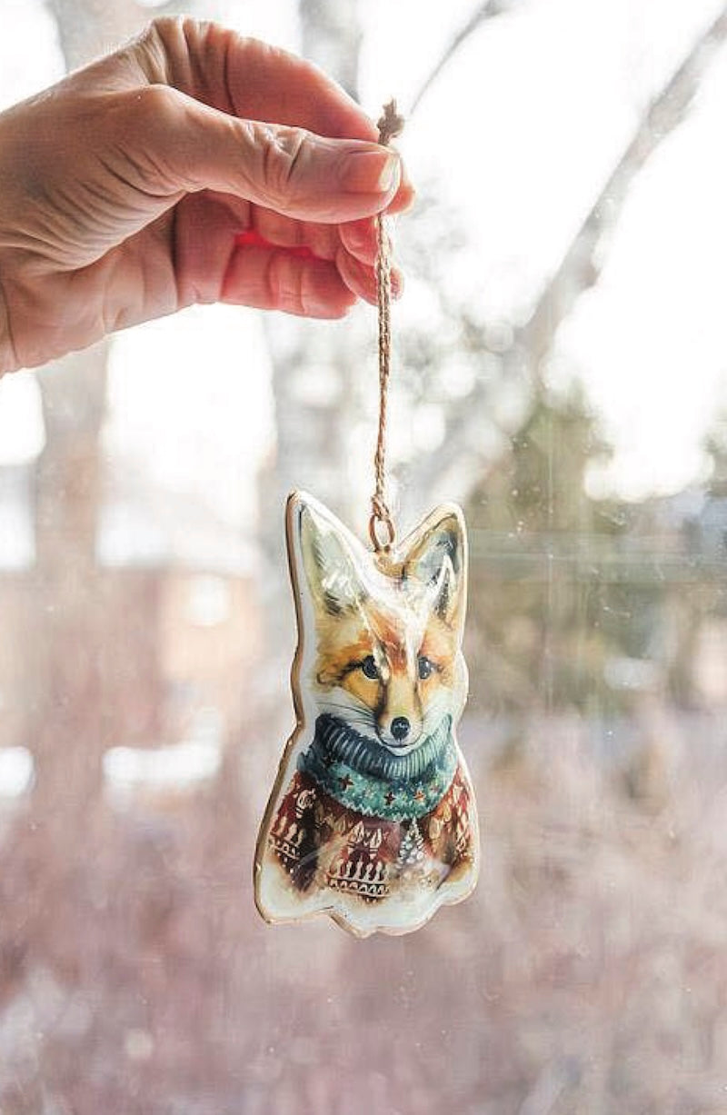 red fox Christmas ornament