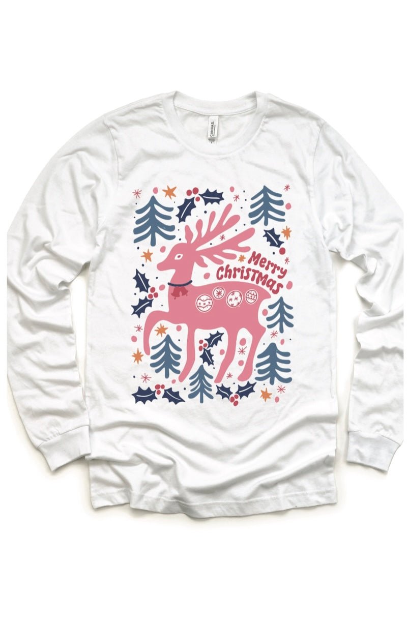 Boho Reindeer Christmas Shirt - Long Sleeve Tees & Sweatshirts - Foxy’s