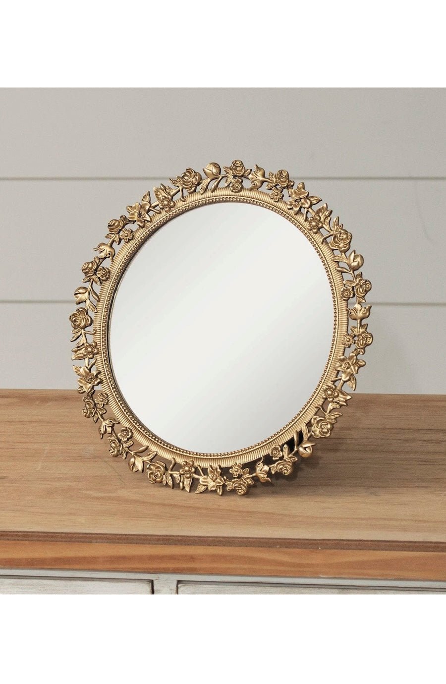 Gold Floral Round Table Mirror - Foxy’s