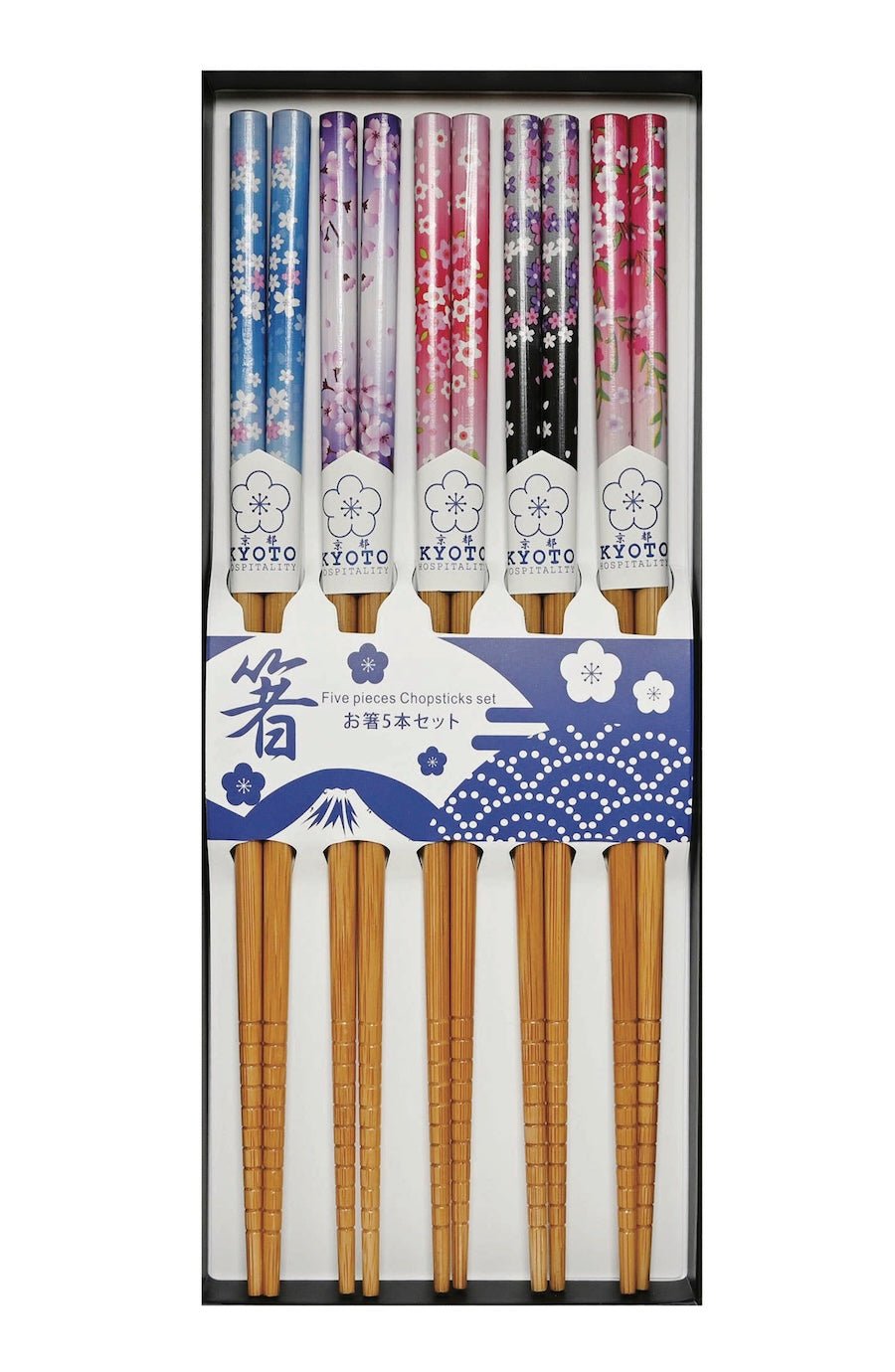 5-Pair Chopstick Set – Sakura Cherry Blossom Motifs - Foxy’s