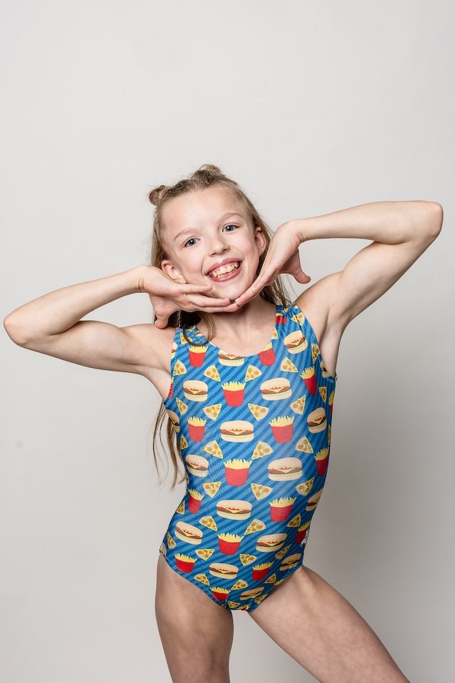 Snack Attack Gymnastics Leotard - Fun Food Print Leotard | Foxy's - Foxy’s