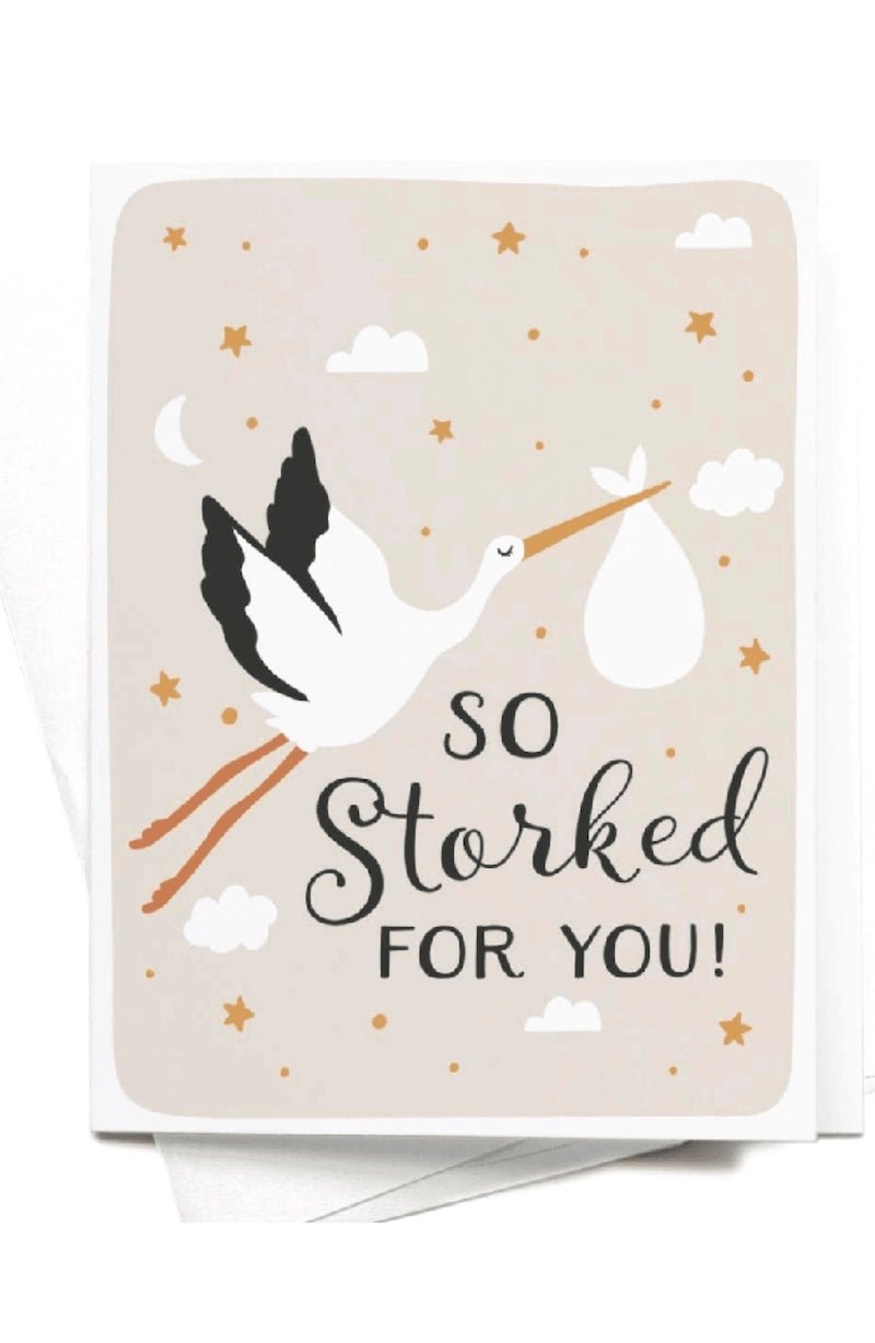 So Storked For You! Baby Shower Greeting Card - Celebrate New Arrivals - Foxy’s