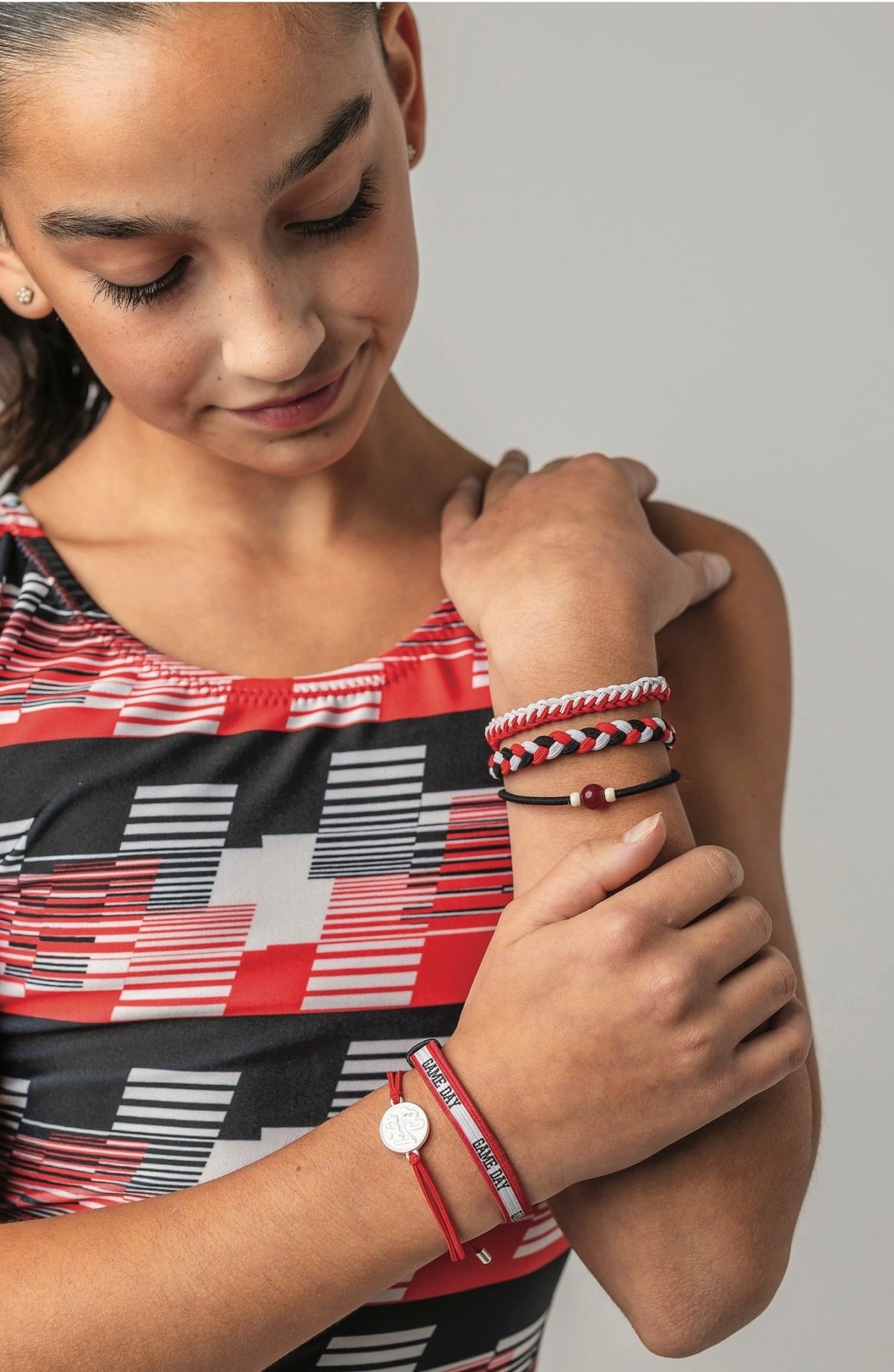 "Game Day" Red, Black & White Hair Tie Bracelets - Foxy’s
