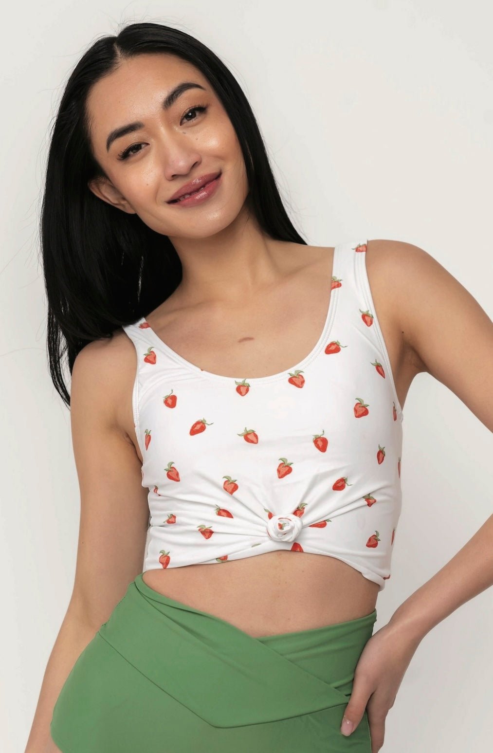 Strawberry Knotted Front Swim Top - Foxy’s