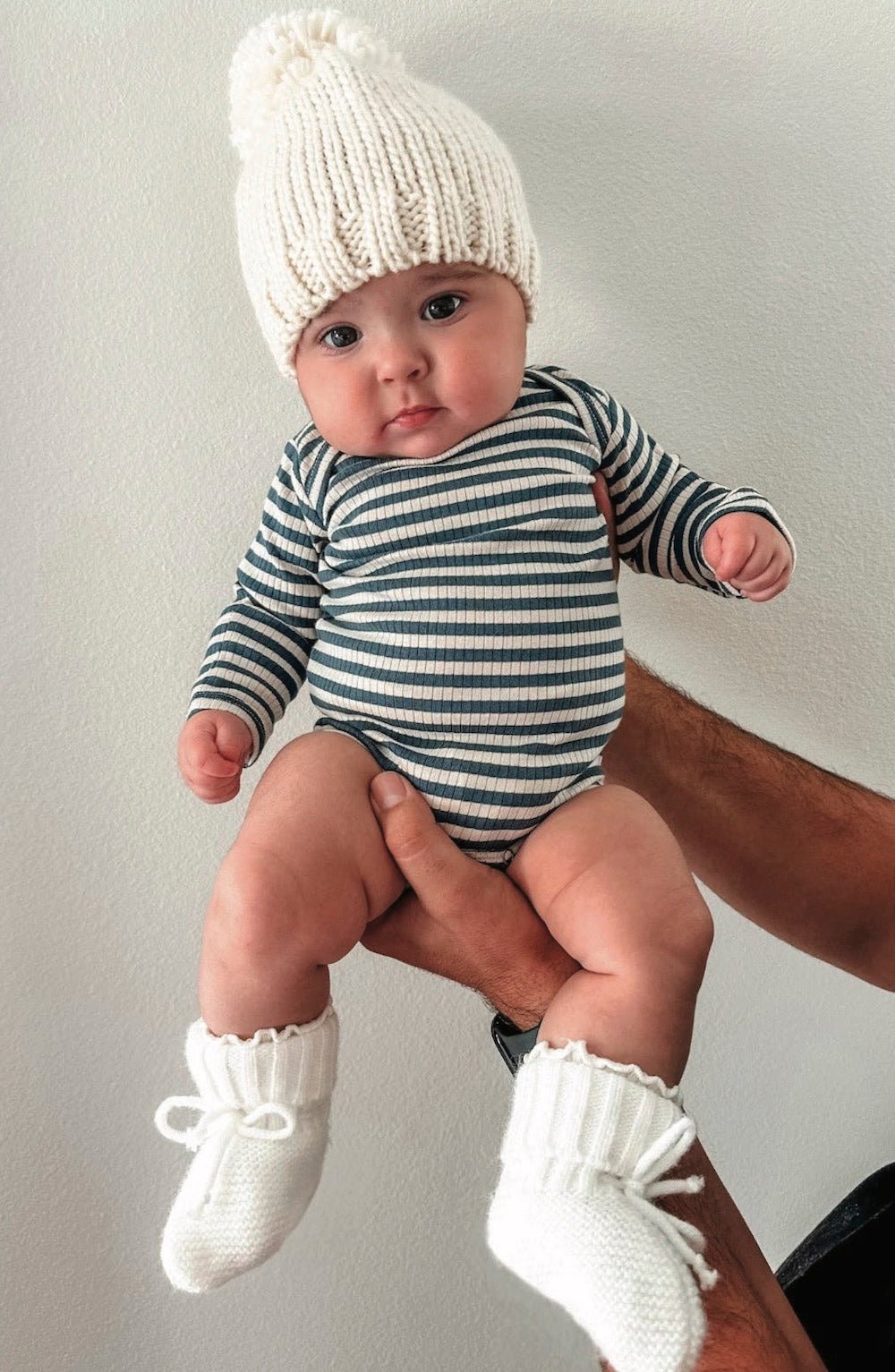 Steel Blue Stripe / Organic Ribbed Long Sleeve Bodysuit - Foxy’s