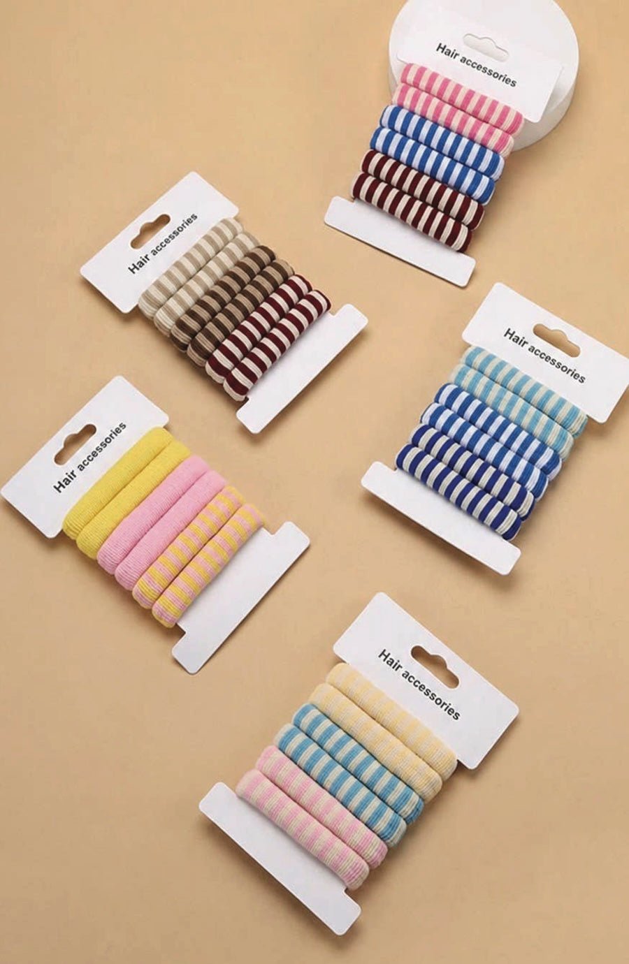 Striped Terry Hair Ties 6-Pc Set - Foxy’s
