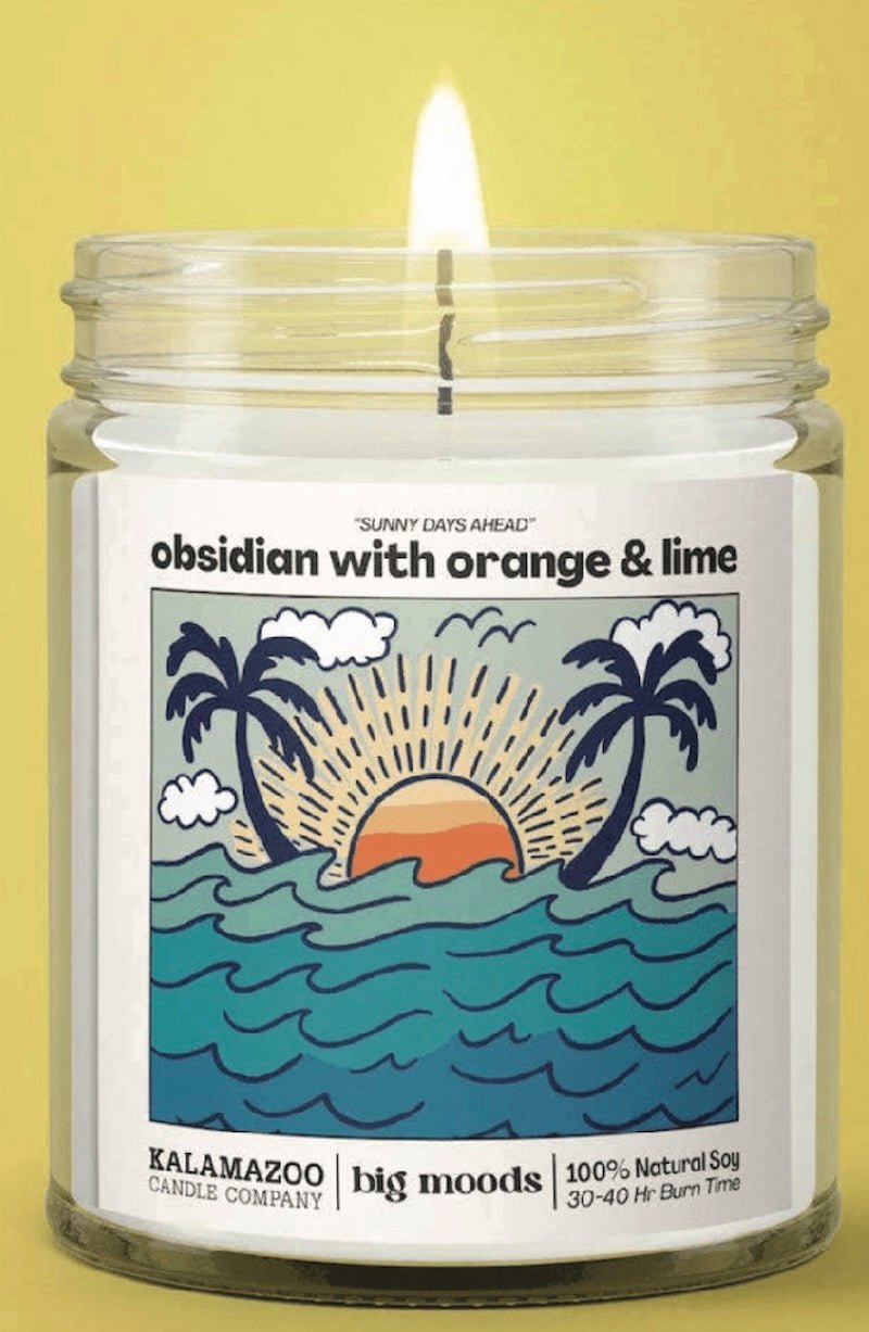 Sunny Days Ahead Soy Candle - Obsidian, Orange & Lime Scent - 5oz Handcrafted Candle - Foxy’s