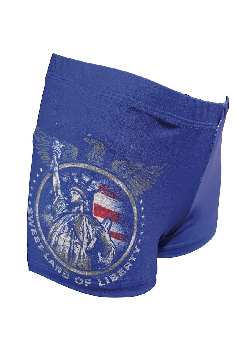 Sweet Land of Liberty Blue Gym Shorts - Foxy’s