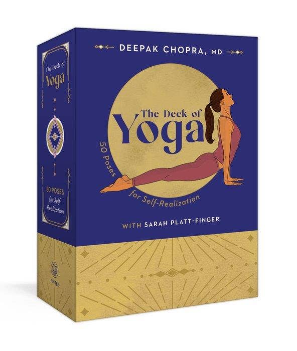 The Deck of Yoga cards featuring 50 poses for self-realization by Deepak Chopra and Sarah Platt-Finger.