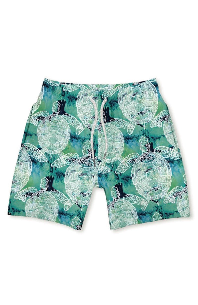 Tie-Dye Turtle Swim Trunks for Boys - Turquoise Fun! (Size 5) - Foxy’s