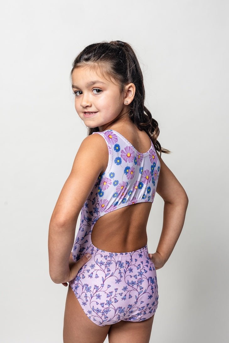 Daisies & Lavender Vines Vice Versa Leotard for Girls by Foxy's (Which Style Will You Choose) - Foxy’s