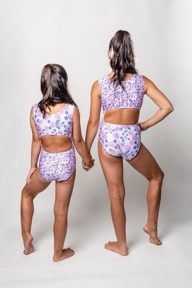 Daisies & Lavender Vines Vice Versa Leotard for Girls by Foxy's (Which Style Will You Choose) - Foxy’s