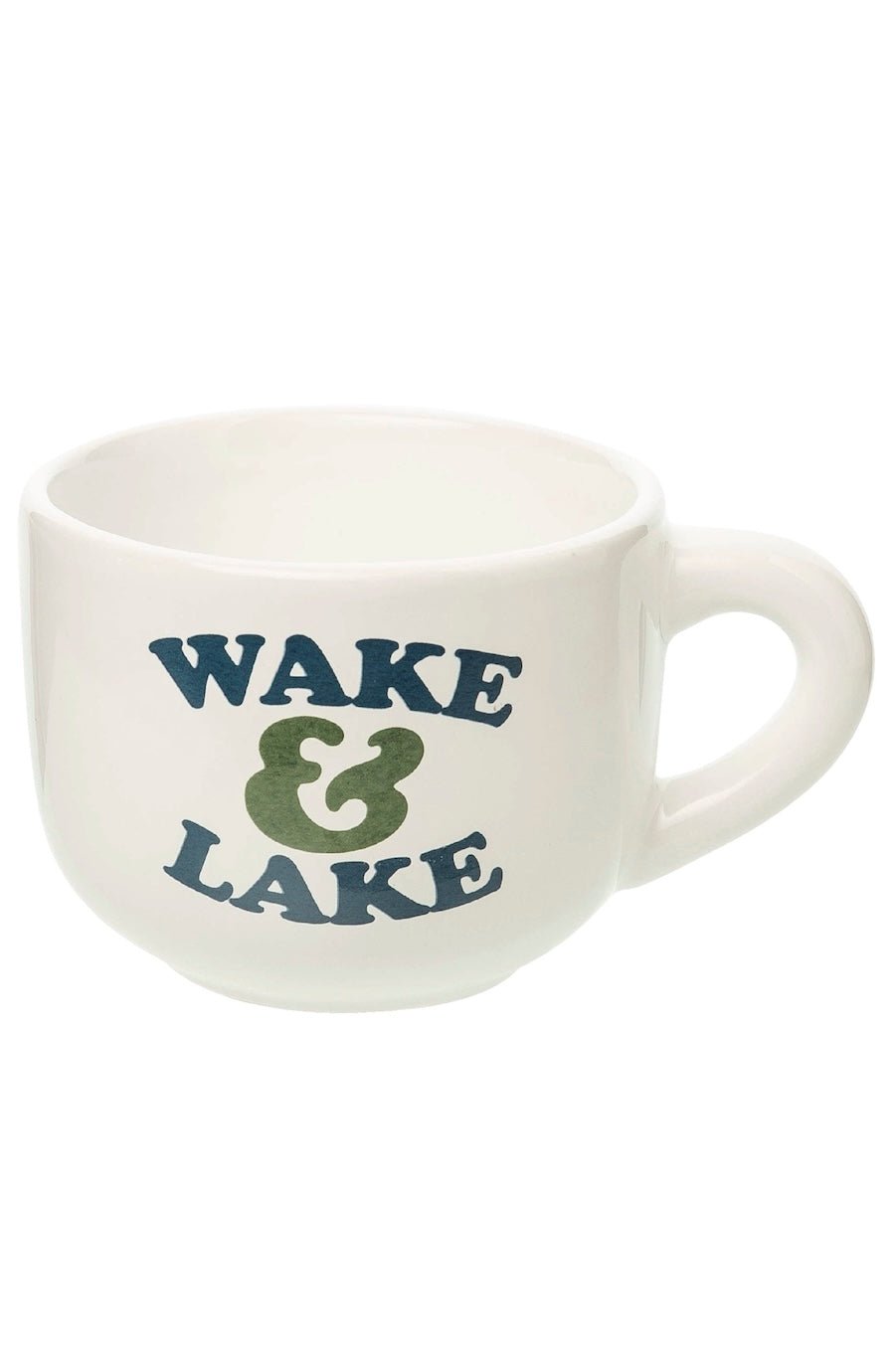 Ceramic 6.5" White Wake and Lake Large Cappuccino Mug - Foxyโs