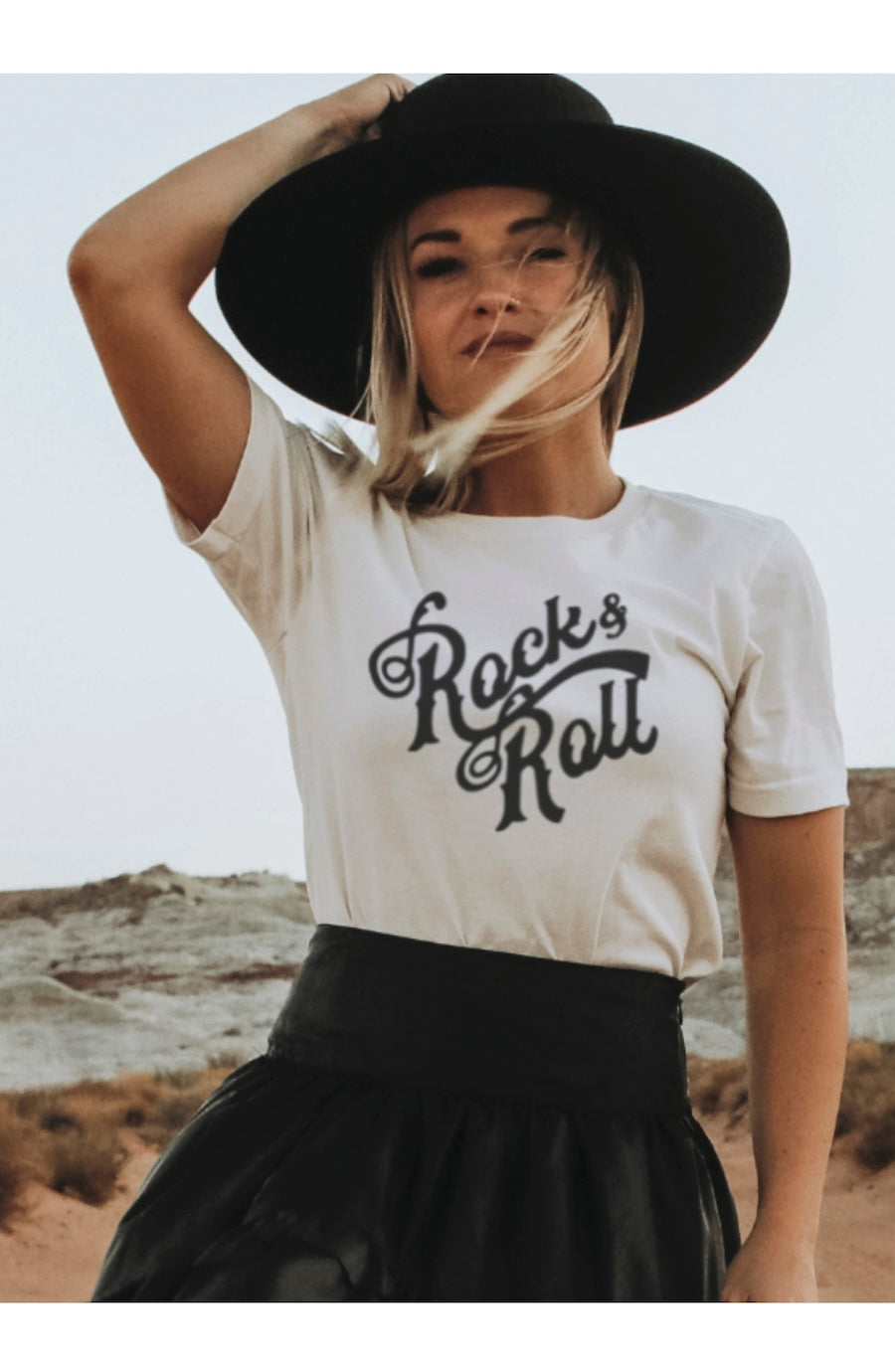 white rock and roll women's graphic t-shirt