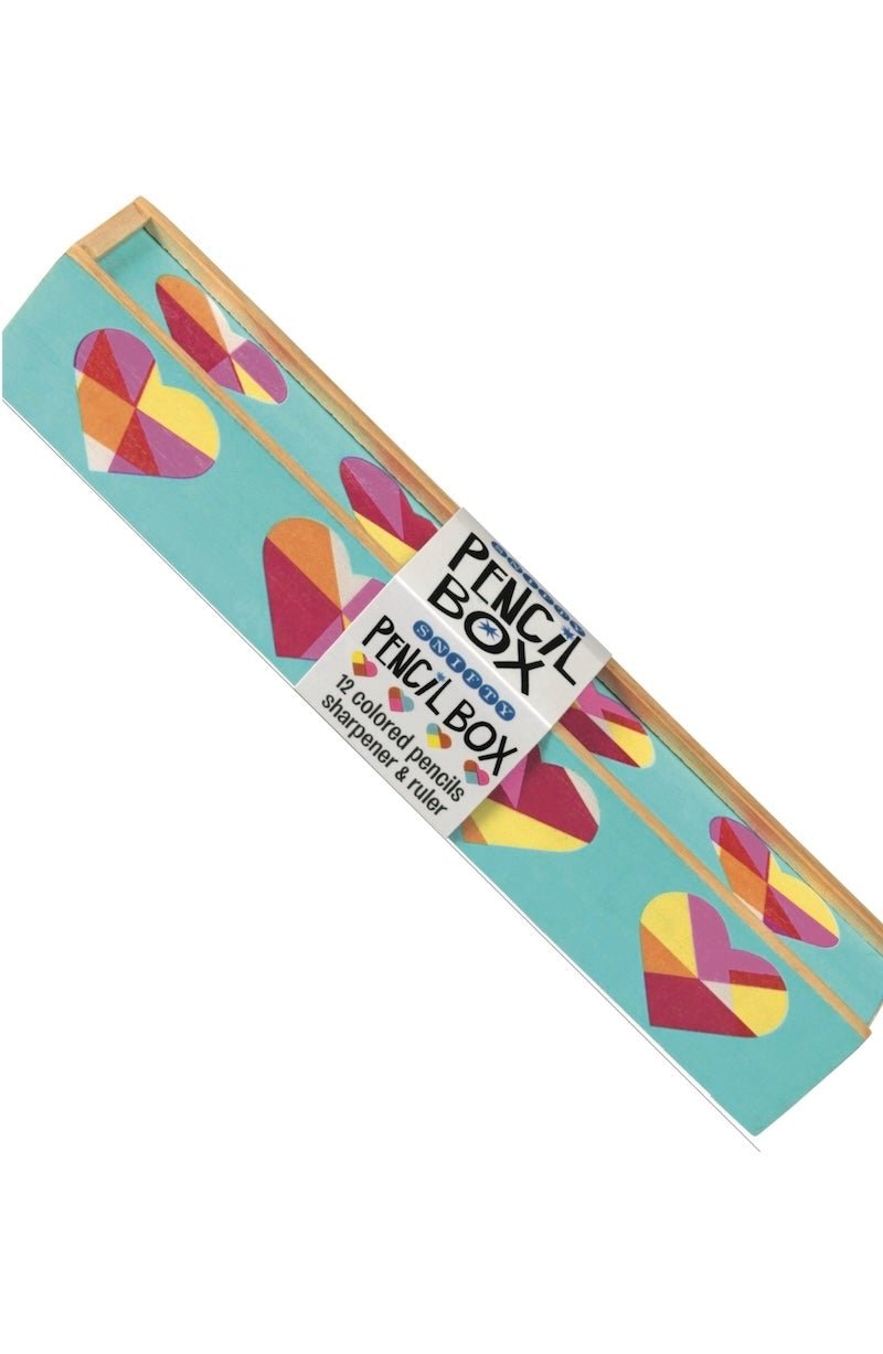 Quilted Heart Pencil Box Set - Includes 12 Colored Pencils, Sharpener & Ruler! | Foxy's - Foxy’s