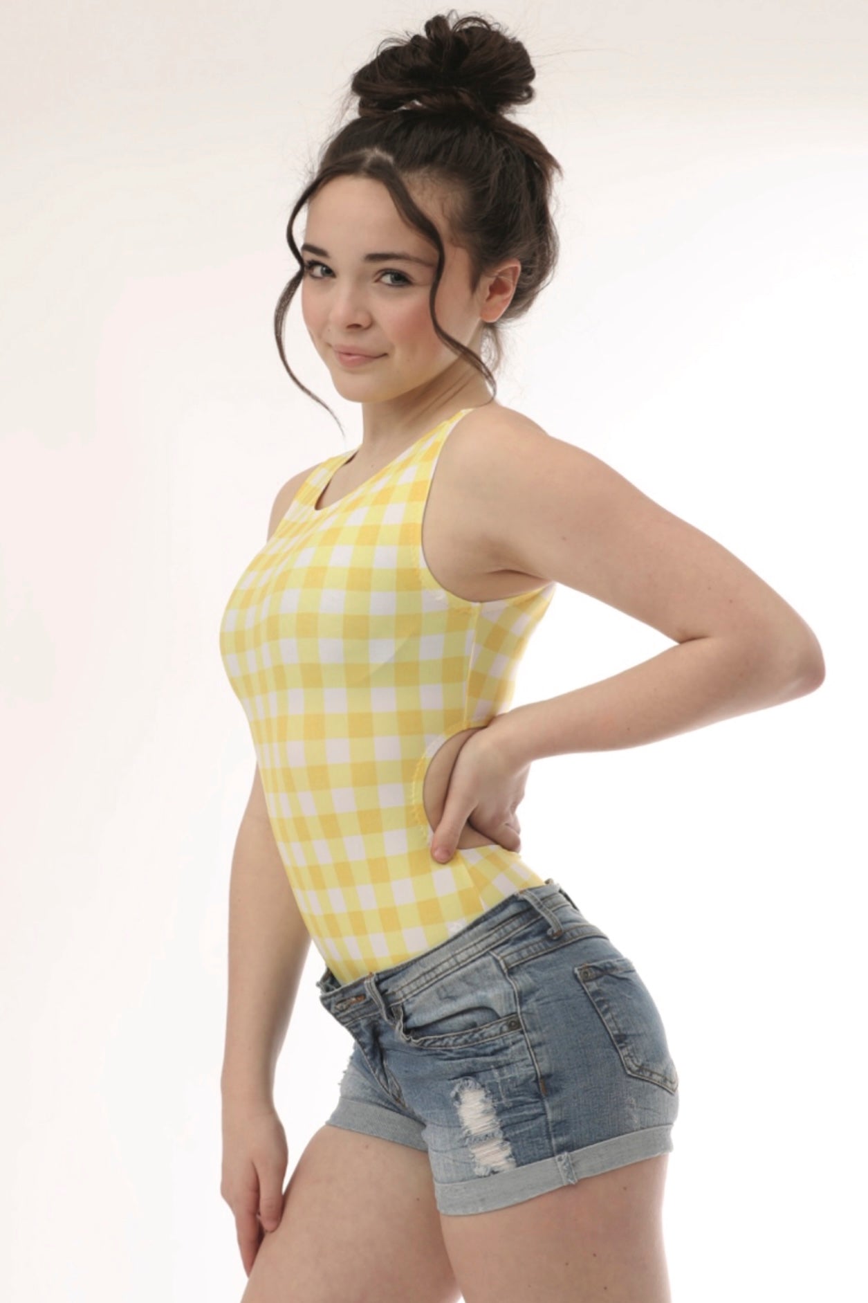 Yellow Gingham Gymnastics Leotard - Foxy's Leos for Girls & Adults - Foxy’s