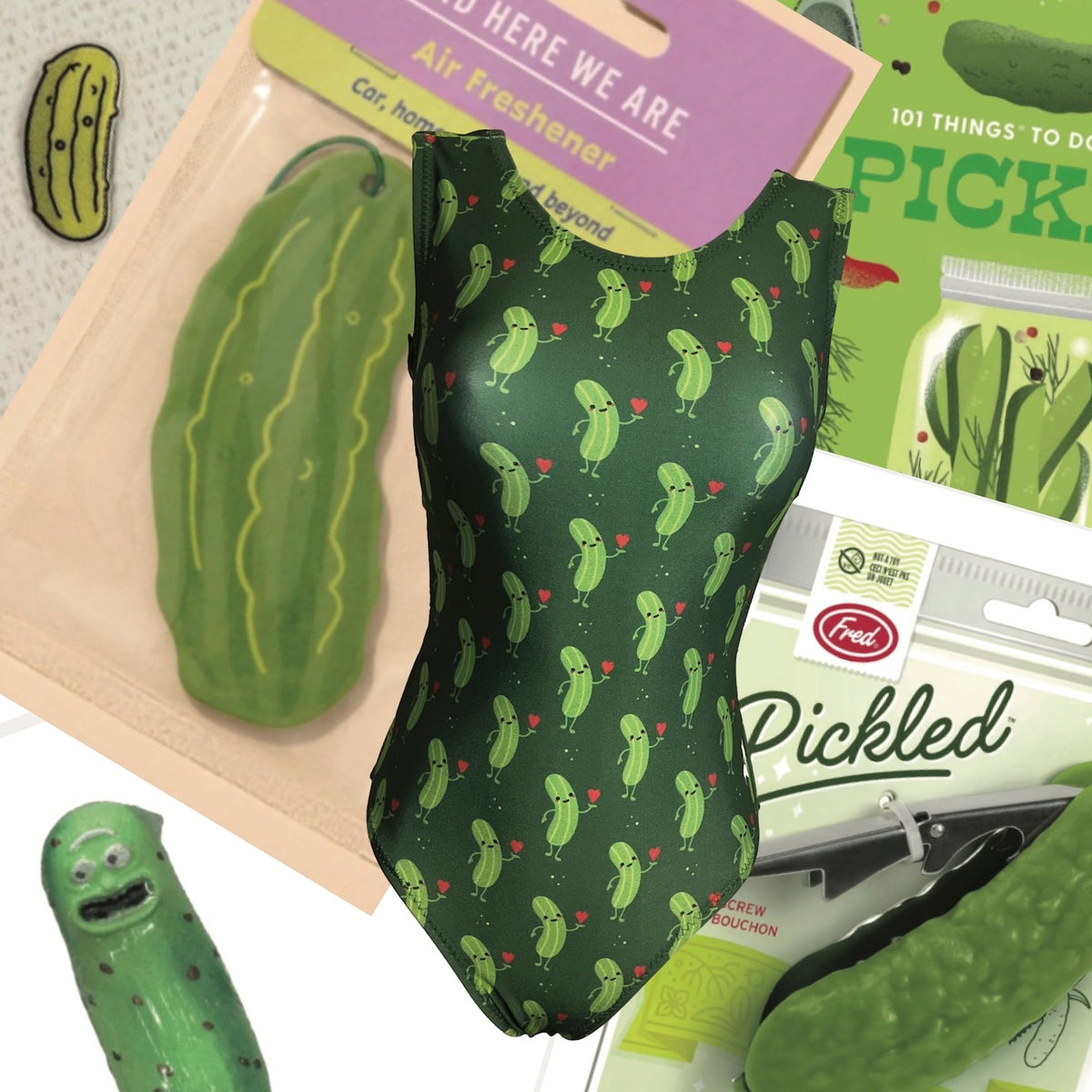 Pickle print leotards and gifts from Foxy's 