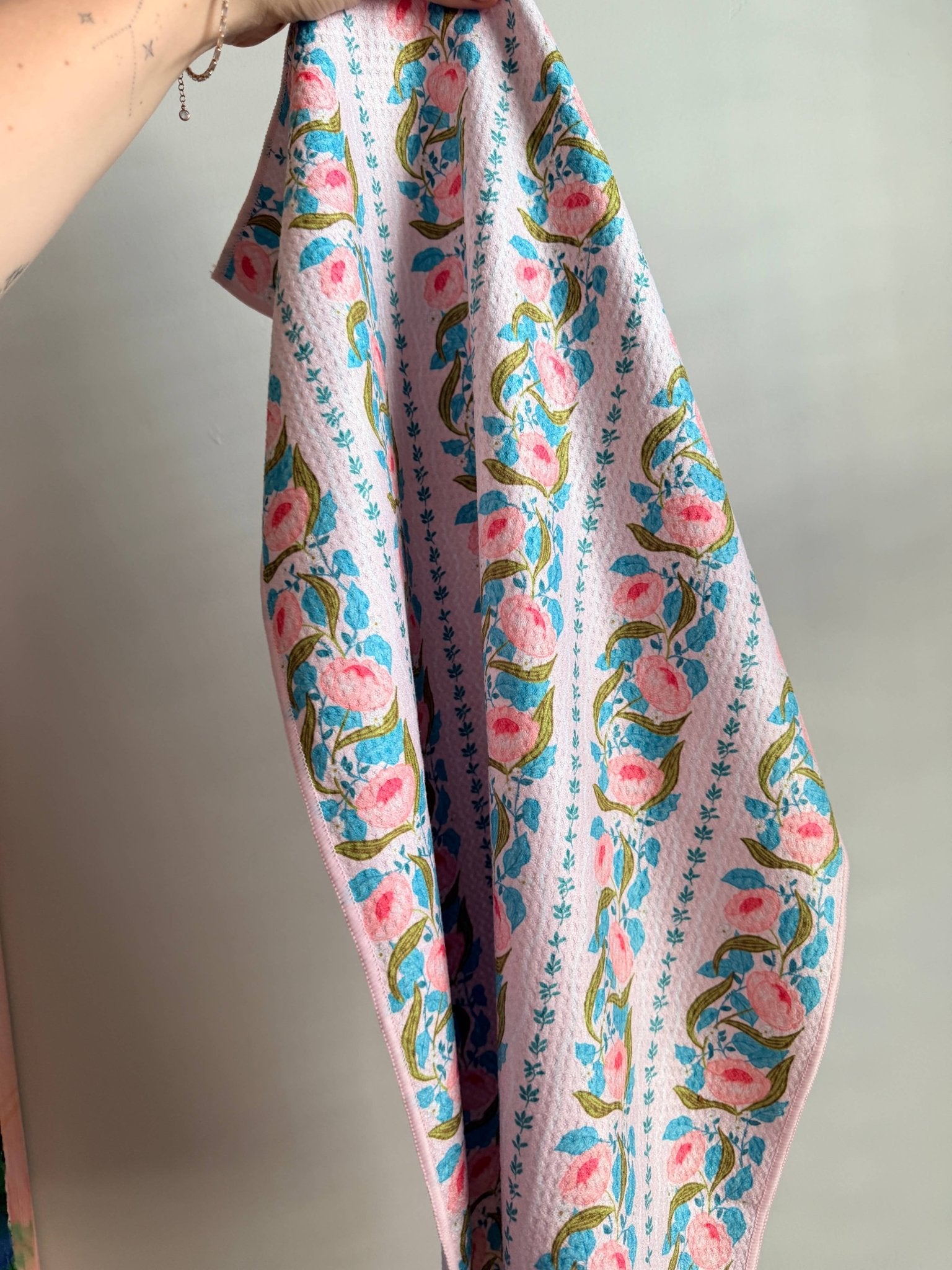 Flora Stripe Spring Summer Waffle Rectangle Dish Towel - Foxy’s