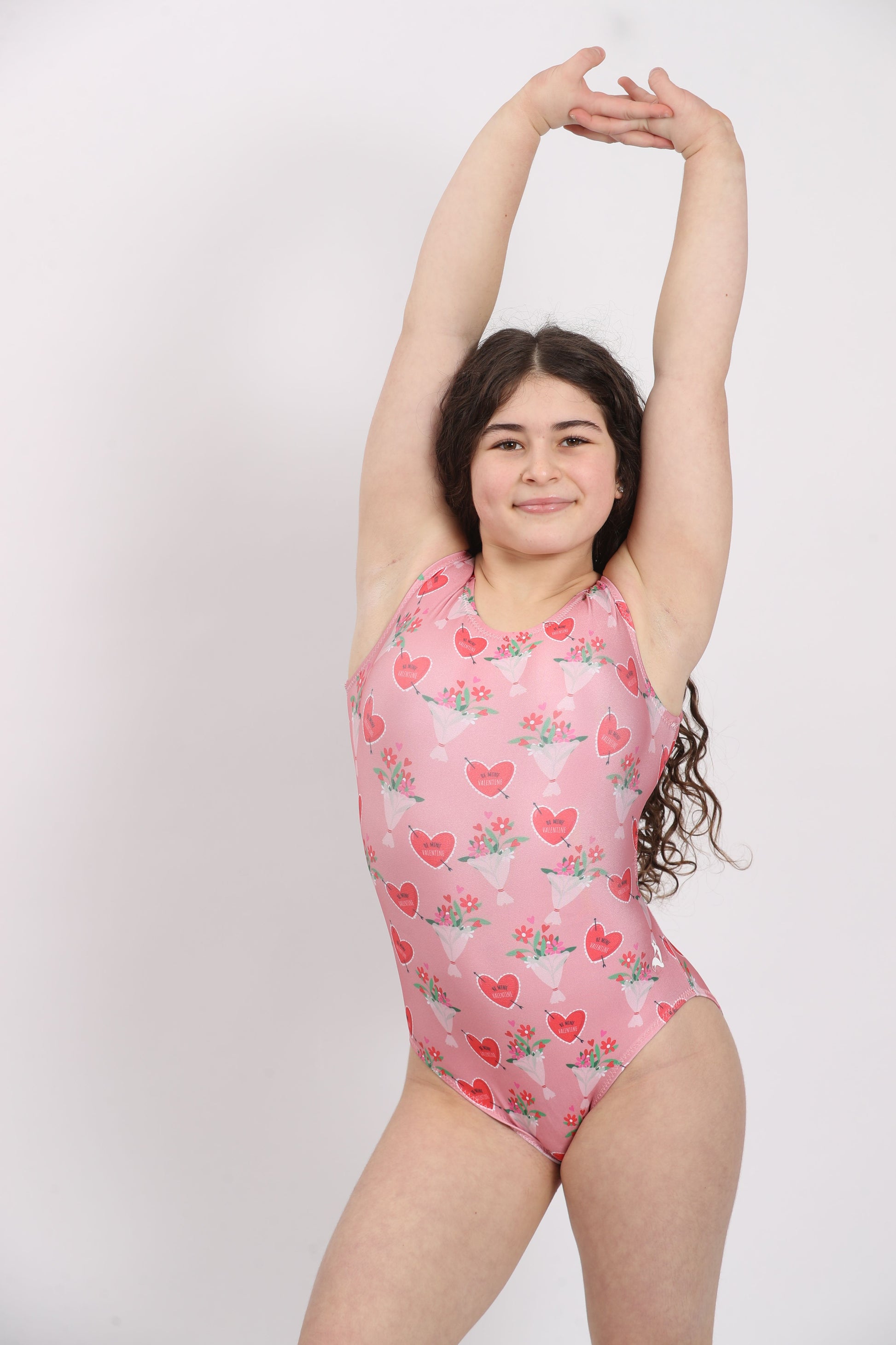 Valentines hearts leotard for girls 