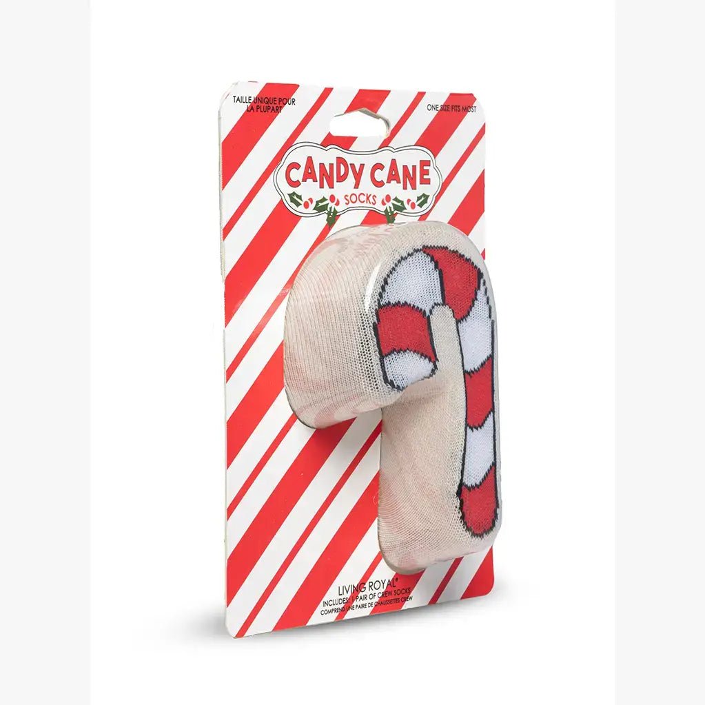 3D Packaged Crew Socks - Holiday - Candy Cane - Beige - Foxy’s