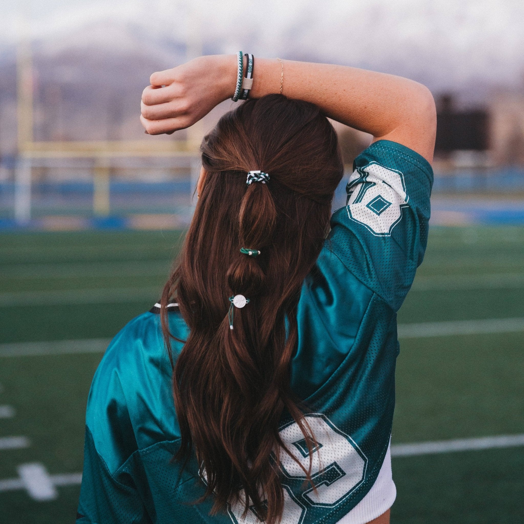 "Game Day" Green, White & Black Hair Tie Bracelets - Foxy’s
