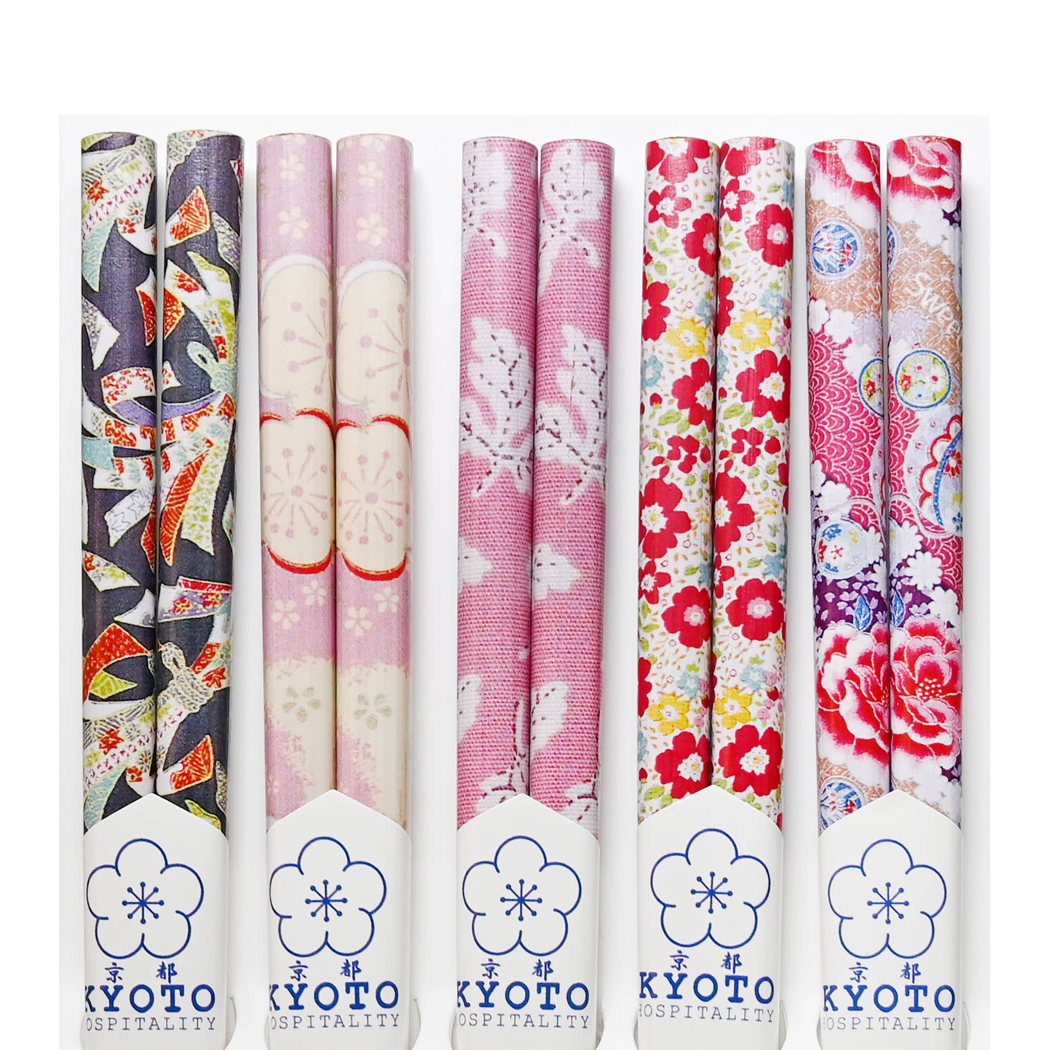 5-Pair Chopstick Set – Kimono Style Floral Prints - Foxy’s