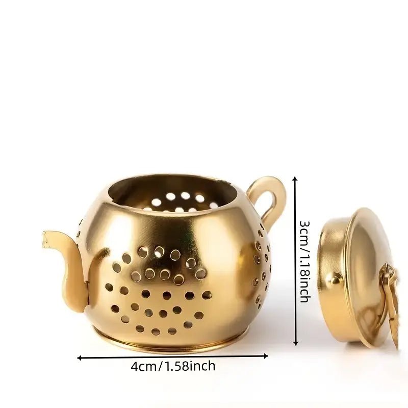 Golden Teapot Shaped Tea Infuser, Tea Drain, Tea strainer - Foxy’s