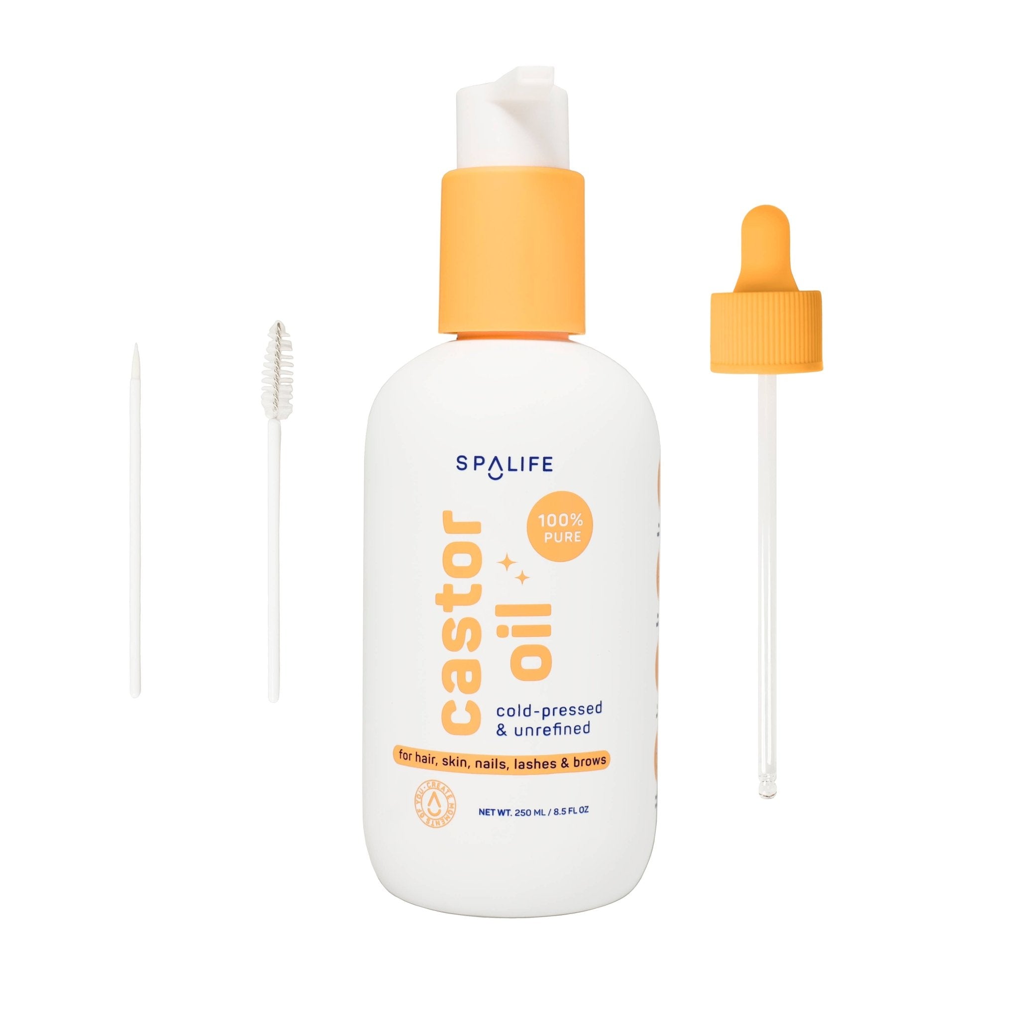 Castor Oil 100% Pure For Hair Skin Lashes - Peach Bottle - Foxy’s