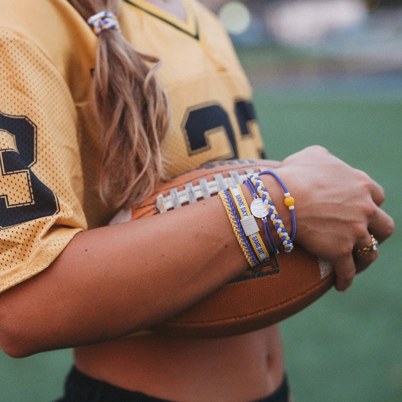 "Game Day" Purple & Yellow Hair Tie Bracelets