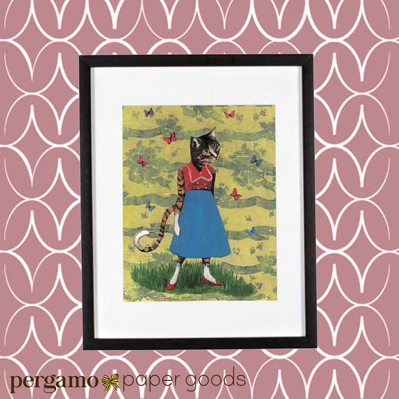Butterfly Cat 8X10 Art Print