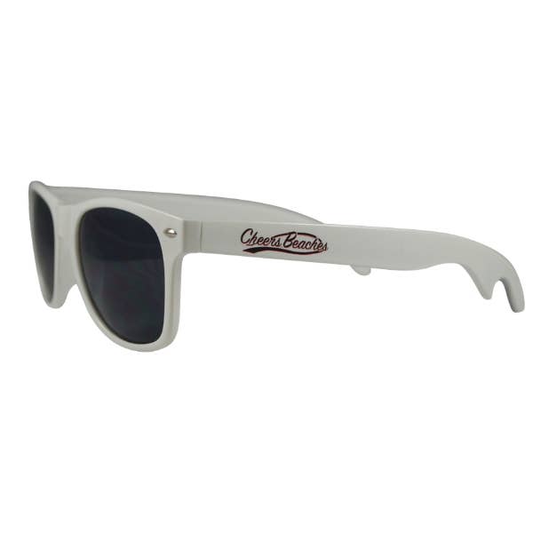 Cheers Beaches Bottle Opener Sunglasses: White - Foxy’s