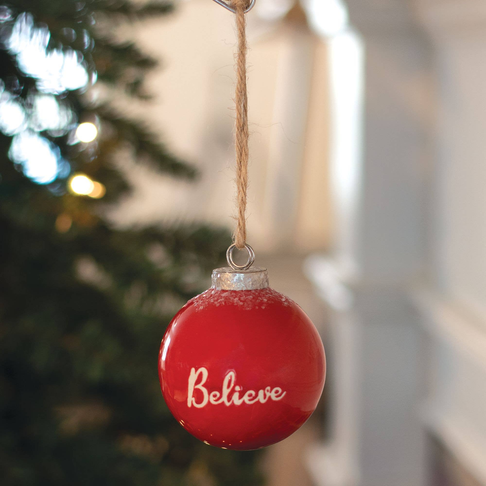 Red Ceramic Ornament Believe Christmas Ornament - Foxy’s