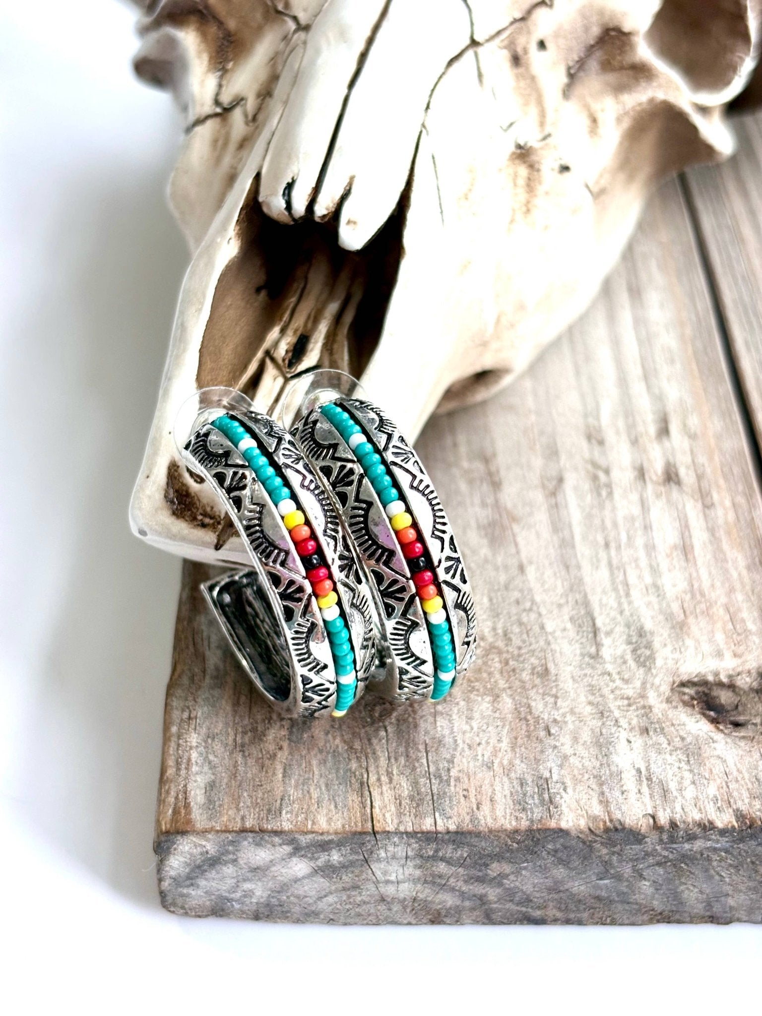 1.5" Seed Bead Open Hoop Earrings - Foxy’s