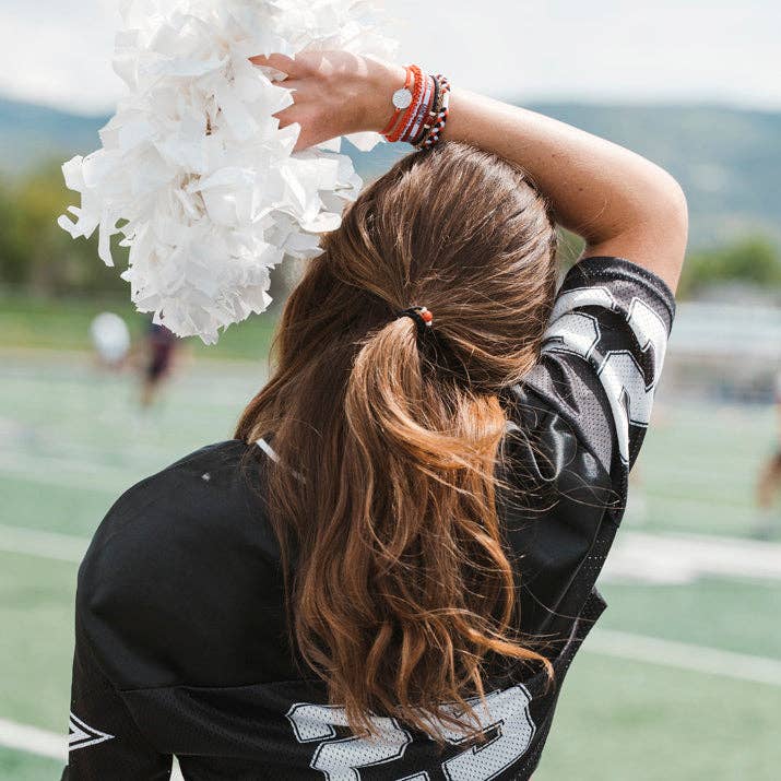 "Game Day" Red, Black & White Hair Tie Bracelets