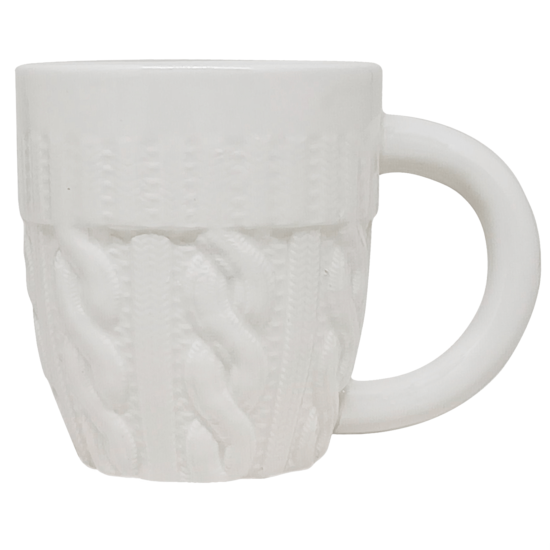 White textured mug on a transparent background